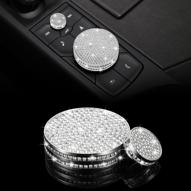 TOMALL Bling Center Console Multimedia Knob Button Cover Compatible with Cadillac CT5 CT6 XT4 XT5 XT6 Crystal Media Button Cover Trim Bling Interior Modification Trims for Car Accessories - Image 1